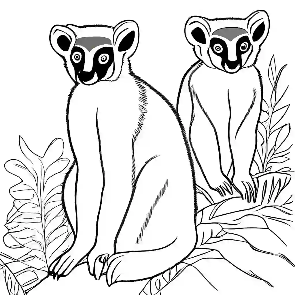 Lemurs coloring pages